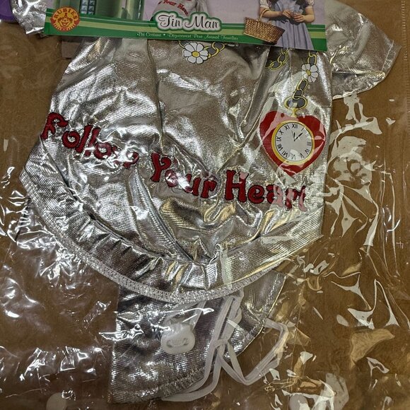Wizard Of Oz Tin Man Pet Costume Small Hat & Shirt Silver Wicked Rubies - Picture 8 of 8
